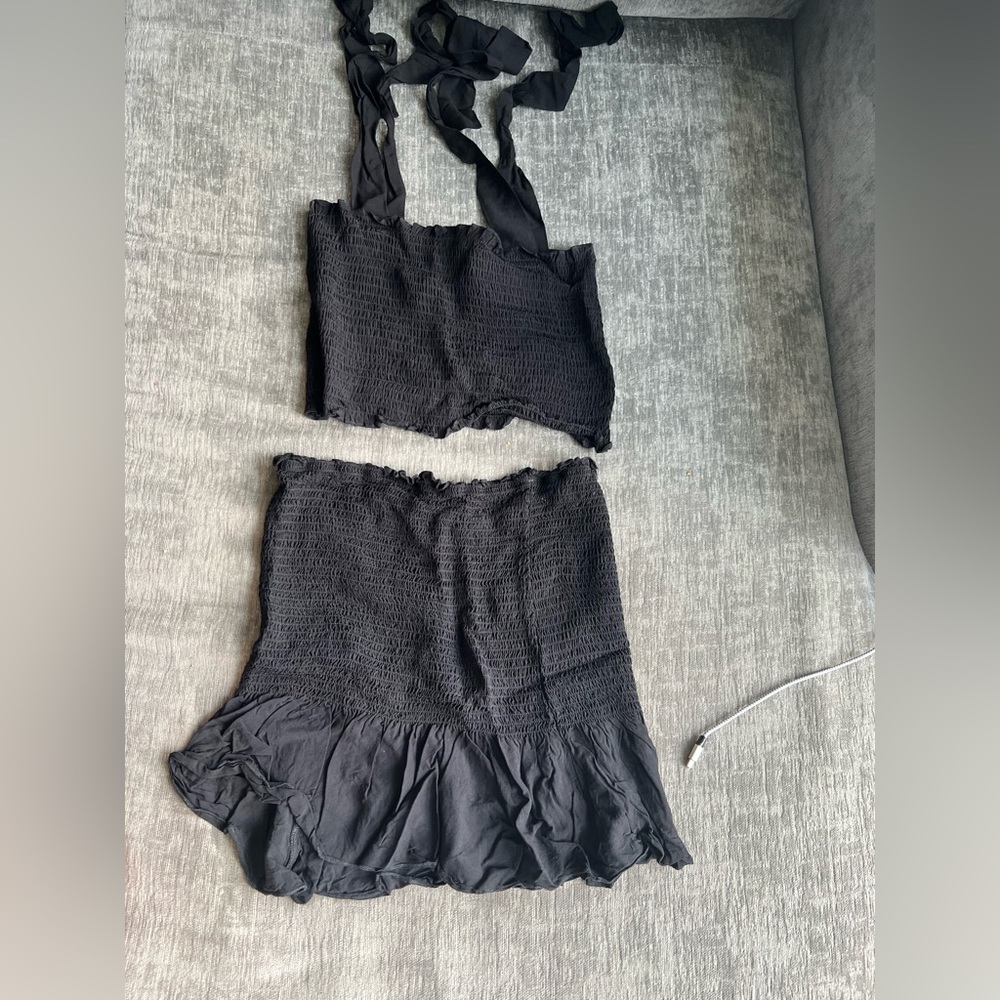 Smocked black 2 piece black outfit